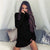 2020 new women's hood high collar loose long sleeve oversized sweater vest top high collar dress straight mini arrival Dress