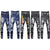 Motorcycle Motorbike Distressed Ripped Biker Slim Jeans For Men Printed Stretched Painted Moto Denim Pants